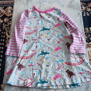 Kids Long Sleeve Dress - Pink & Gray Printed